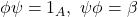 \phi\psi=1_A,\ \psi\phi=\beta